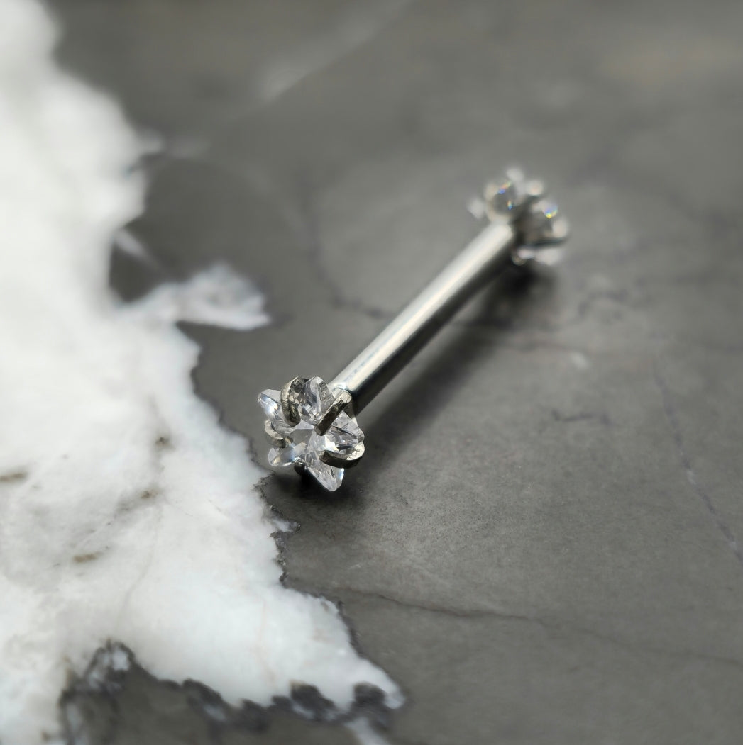 Crystal Star Titanium Internally Threaded Straight Barbell