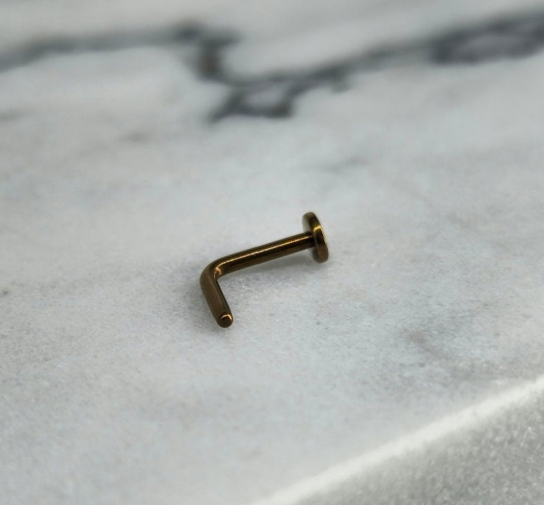 Bronze Anodized Titanium Minimalist Flat Disc Nose Stud