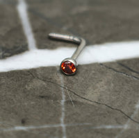 Red Tiny 2mm Cubic Zirconia Nose Stud in 20g