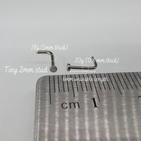 Tiny 2mm Titanium Minimalist Flat Disc Nose Stud
