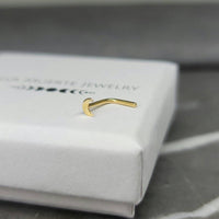 14k Gold Small Crescent Moon Nose Stud
