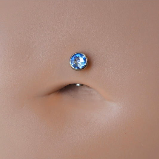 Light Blue Swarovski Floating Belly Button Navel Ring