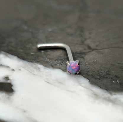 Tiny 2mm Purple Opal Nose Stud