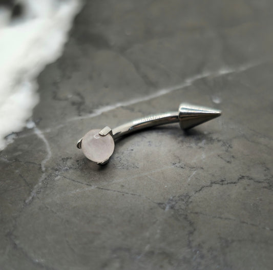 Natural Quartz + Spike Titanium Curved Barbell