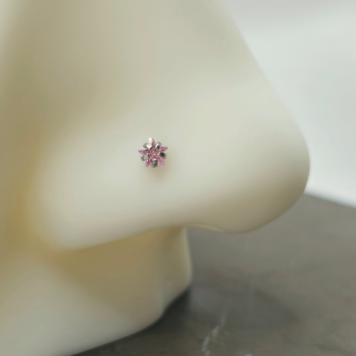 Pink Star Cubic Zirconia Nose Stud