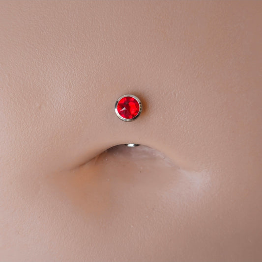Red Swarovski Floating Belly Button Navel Ring