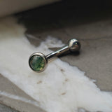 Moss Agate Stone Titanium Curved Barbell