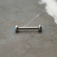 14g Blue Opal Bezel Set Straight Barbell