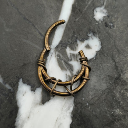 Tangled Double Hoop Antique Bronze Septum Ring