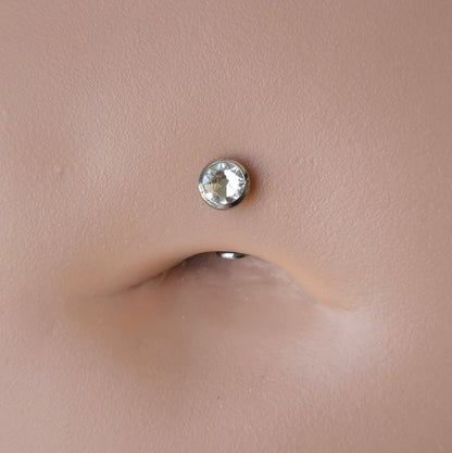 Suncatching Floating Belly Button Ring Curved Barbell with Swarovski