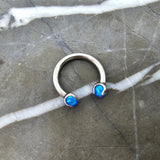 Blue Opal Claw Horseshoe Hoop