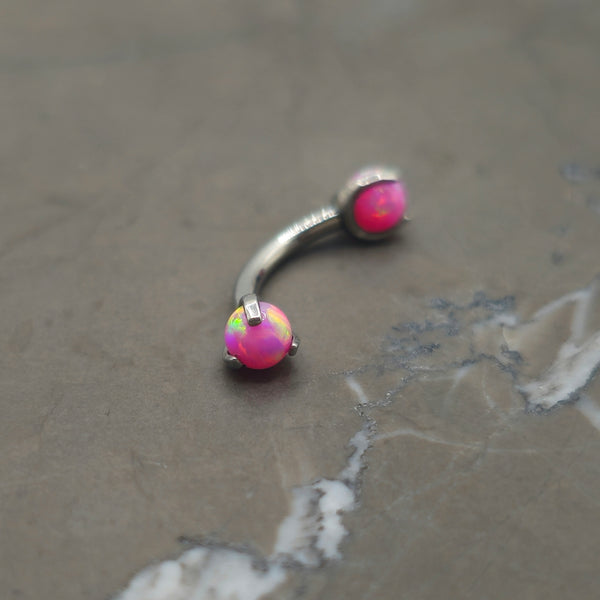 Pink Opal Internally Threaded Curved Barbell