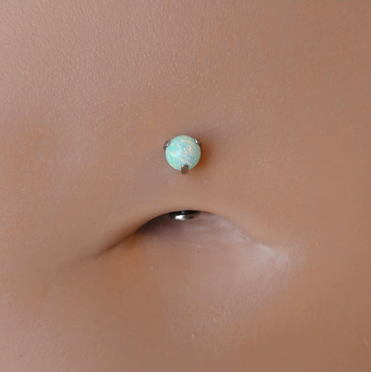 Opal Ball Floating Belly Button Navel Ring