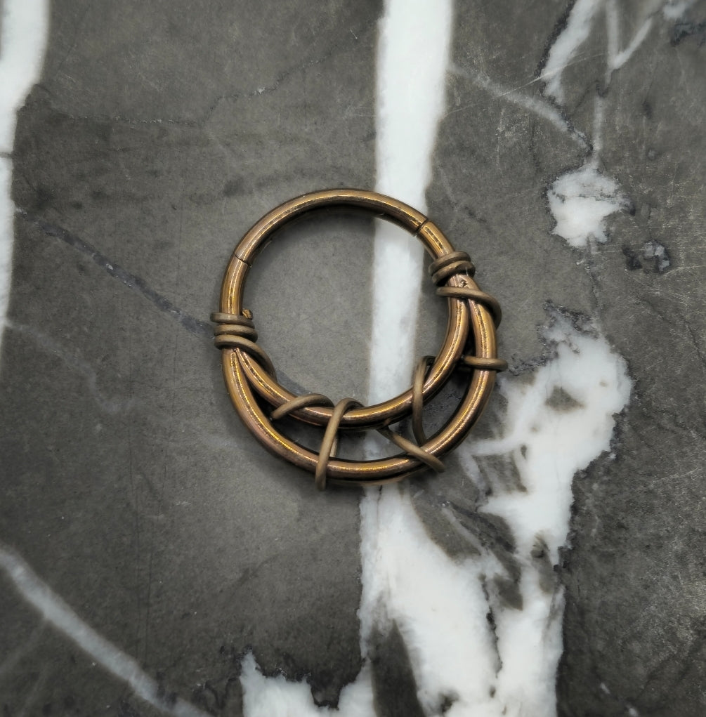 Tangled Double Hoop Antique Bronze Septum Ring