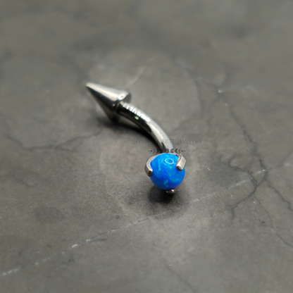 Blue Opal + Spike Curved Barbell