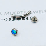 Titanium Blue Opal Minimalist Flat End Curved Barbell