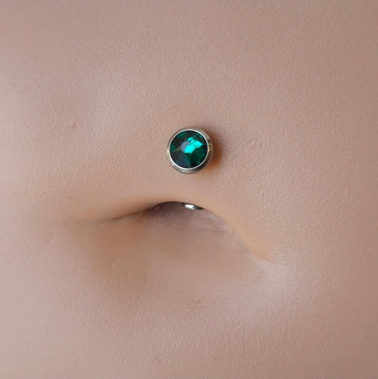Emerald Green Swarovski Floating Belly Button Navel Ring
