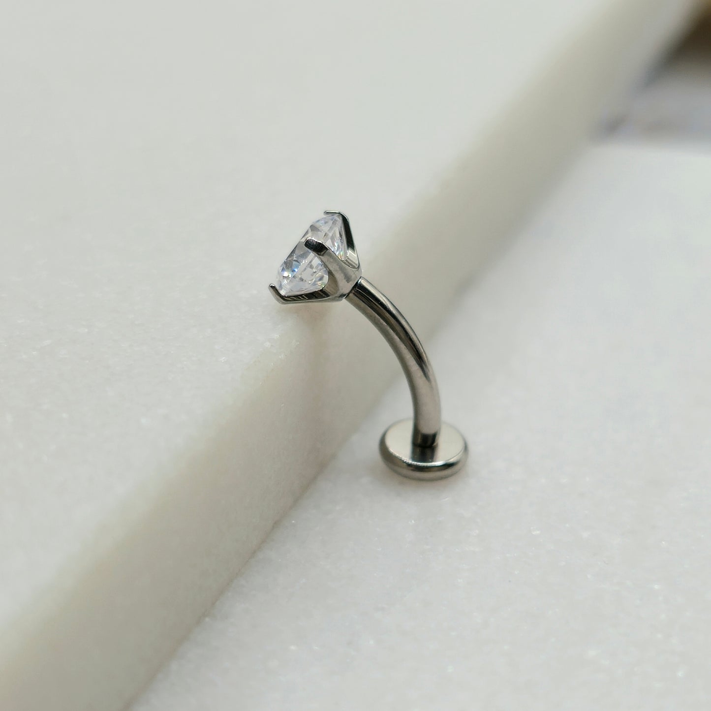 Floating Belly Button Curved Barbell with Cubic Zirconia