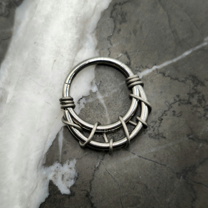 Tangled Silver + Grey Double Hoop Septum Ring