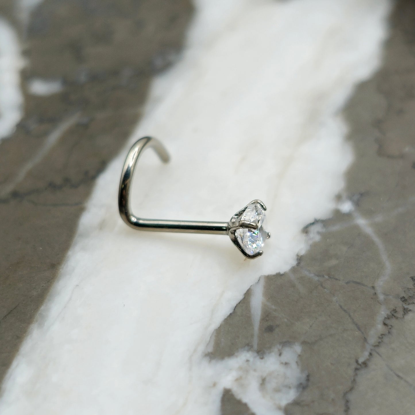 Sparkling 3mm Cubic Zirconia Titanium Nose Stud