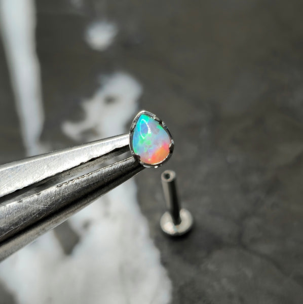 Fire Opal Teardrop Stud