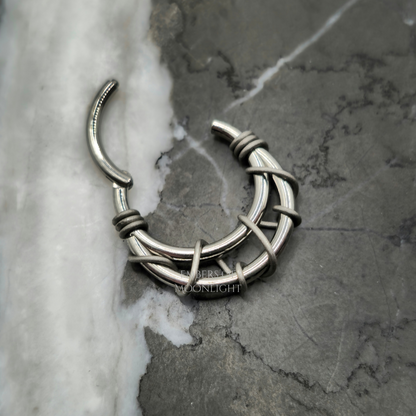 Tangled Silver + Grey Double Hoop Septum Ring