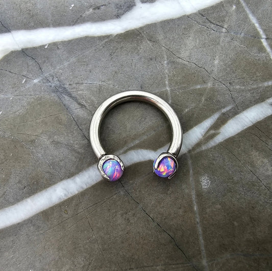 Purple Opal Claw Horseshoe Hoop