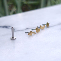 Small Gold Moon Star Heart Lightening Bolt Threadless Labret