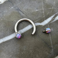 Purple Opal Claw Horseshoe Hoop