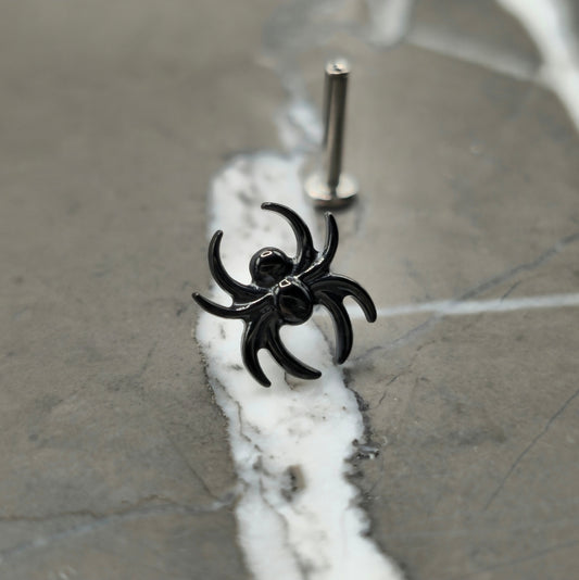 Black Spider Threadless Labret Stud