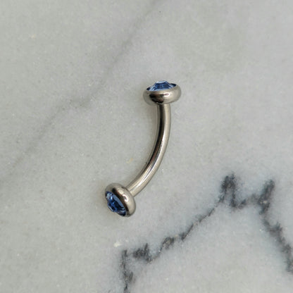 Light Aqua Swarovski Titanium Curved Barbell