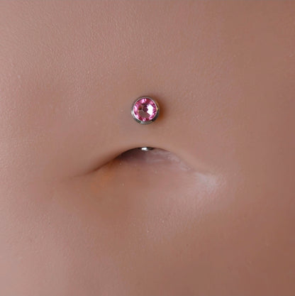 Pink Swarovski Floating Belly Button Navel Ring