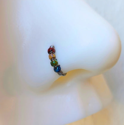Picasso Multicolor Beaded Nose Ring