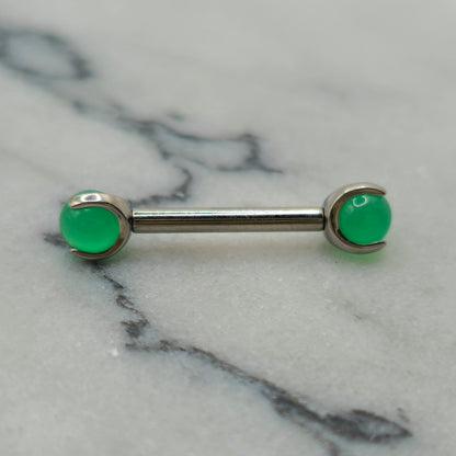 Green Jade Stone Straight Barbell