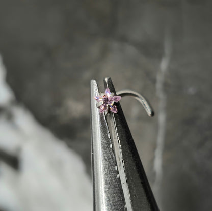 Pink Star Cubic Zirconia Nose Stud