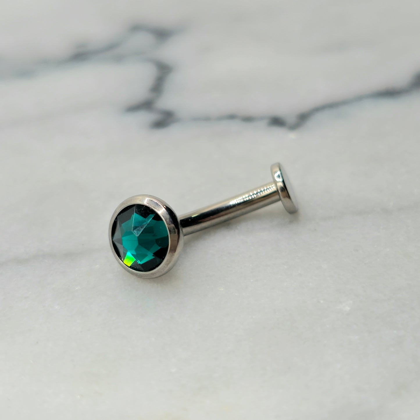 Emerald Green Swarovski "Floating" Belly Button Ring Curved Barbell