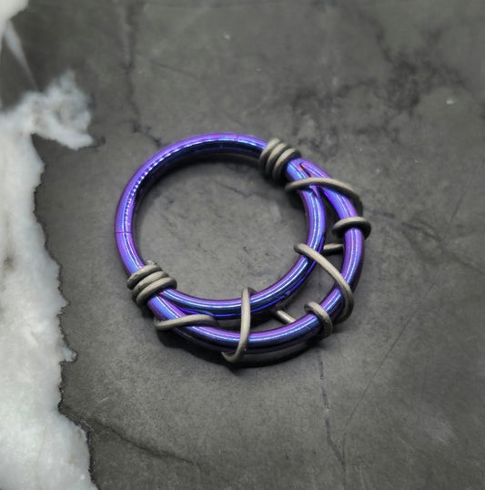 Blue-Purple (Blurple) + Grey Wire Banded Septum Ring