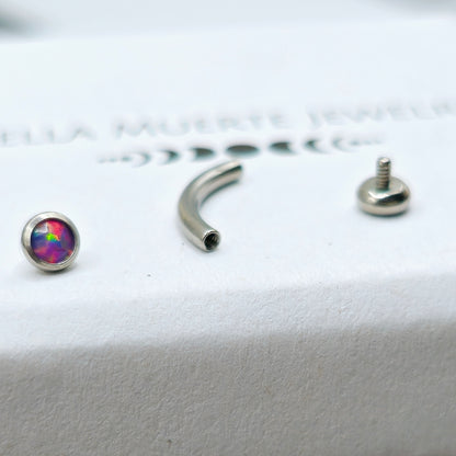 Titanium Purple Opal Minimalist Flat End Curved Barbell