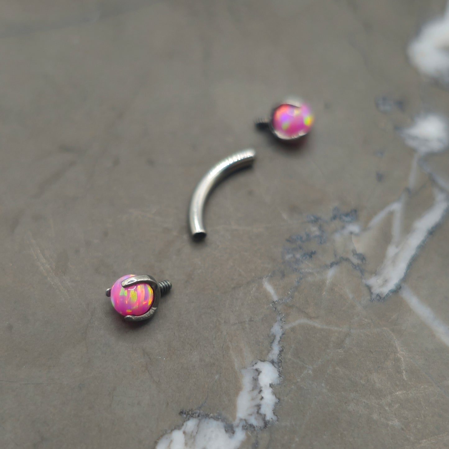 Pink Opal Internally Threaded Curved Barbell