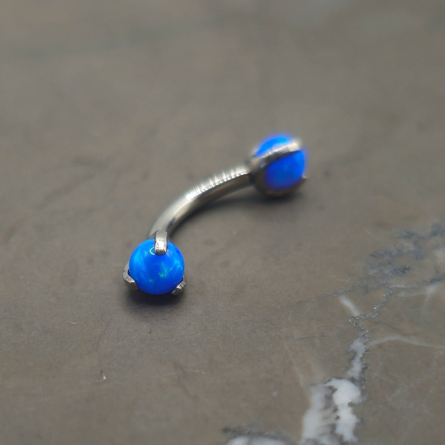 Blue Opal Internally Threaded Curved Barbell