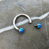 Blue Opal Claw Horseshoe Hoop