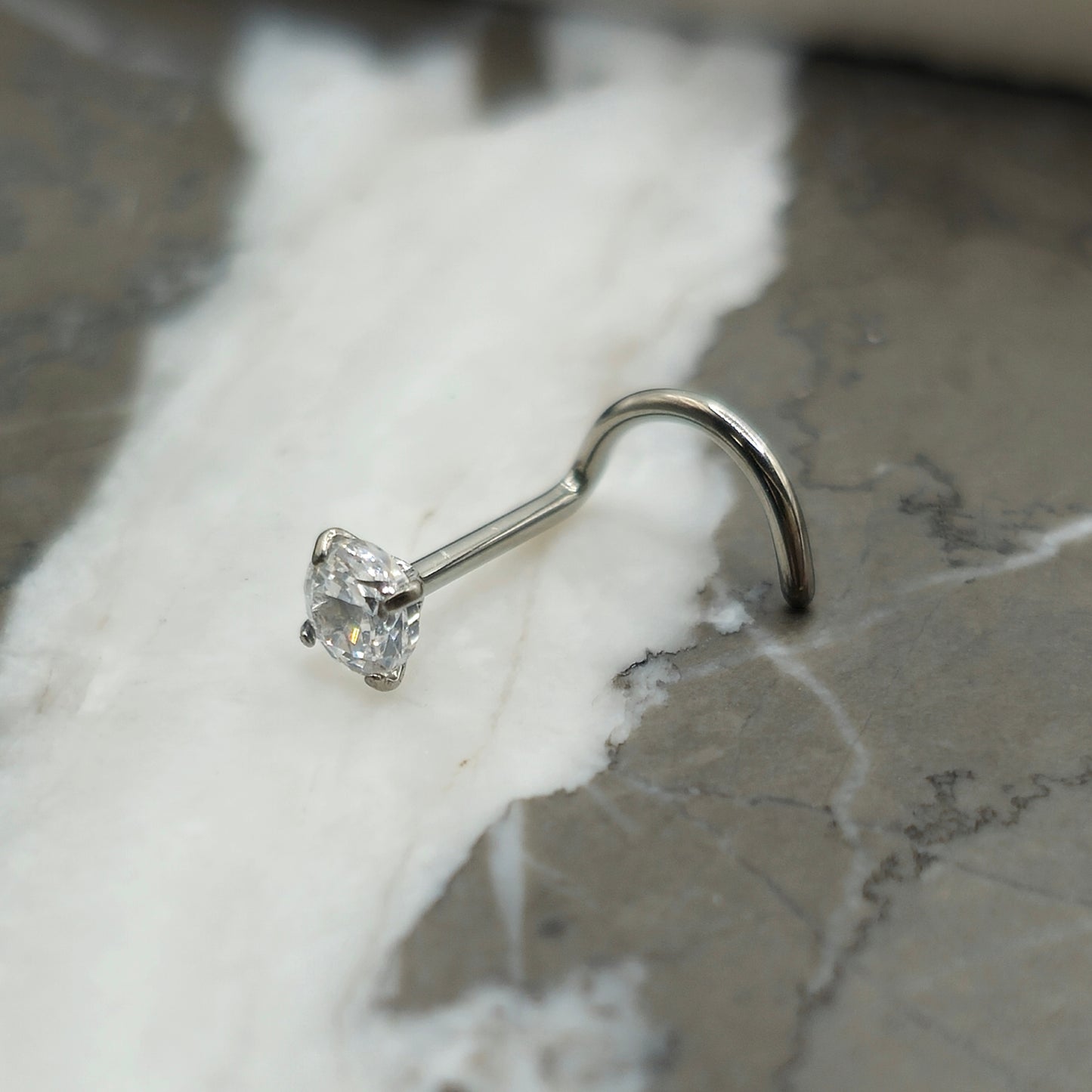 Sparkling 3mm Cubic Zirconia Titanium Nose Stud