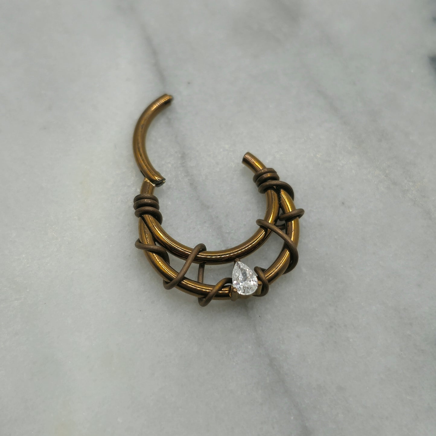 Tangled Goddess Antique Bronze Jeweled Septum Ring