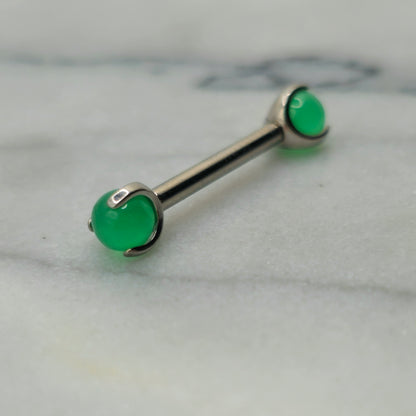 Green Jade Stone Straight Barbell