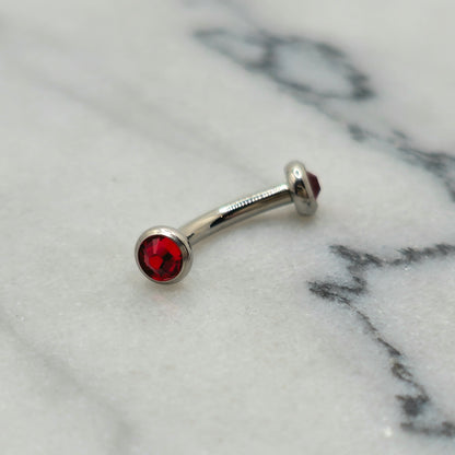 Red Swarovski Titanium Curved Barbell