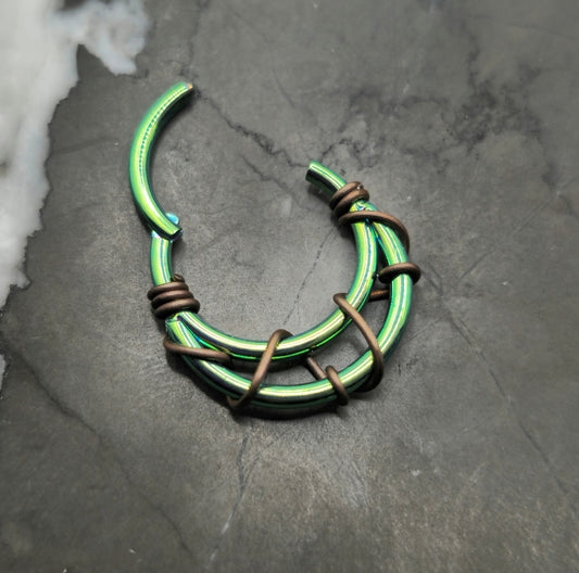Green + Bronze Wire Banded Septum Ring