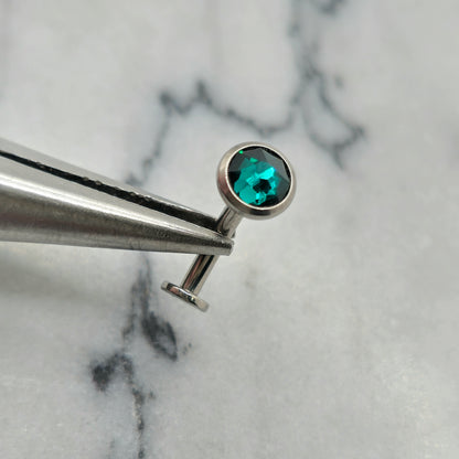 Emerald Green Swarovski "Floating" Belly Button Ring Curved Barbell