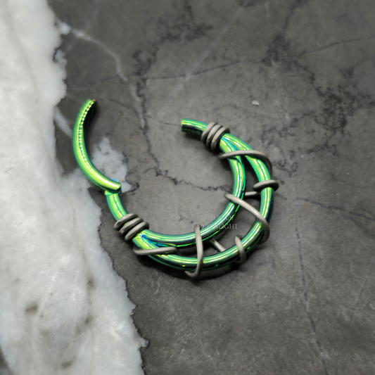 Green + Grey Wire Banded Septum Ring