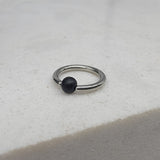 Matte Black & Silver Captive Bead Ring