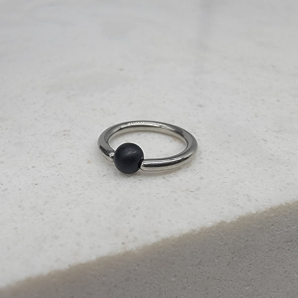 Opalescent Sparkle Steel Captive Bead Ring-Black - BM25.com